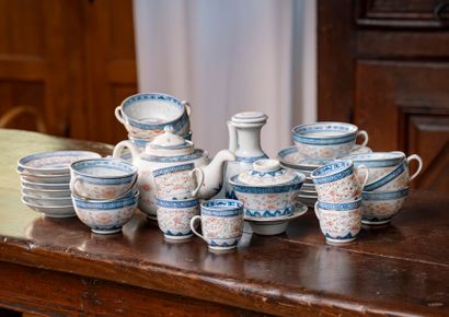 null Part of a Chinese porcelain tea and coffee set including a teapot, ten teacups...