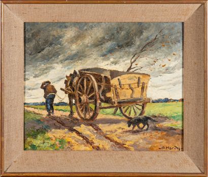 null André HARDY (1887-1986)

The cart

Oil on isorel panel signed

32,5 x 40,5 cm...
