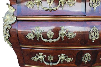 null Chest of drawers known as "tomb" inlaid with rosewood quartefoil in frames of...