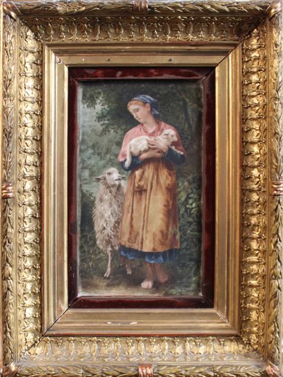 null French school of the end of the 19th century

Shepherdess with a lamb

Painted...