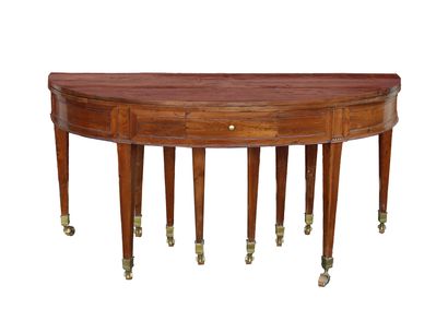 null Large dining room table in resinous veneer with reserves in frieze in reserves...