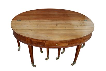 null Large dining room table in resinous veneer with reserves in frieze in reserves...