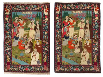 null Paire de tapis KACHAN (Iran) 2e tiers du 20e siècle
Dimensions : 206 x 136cm...
