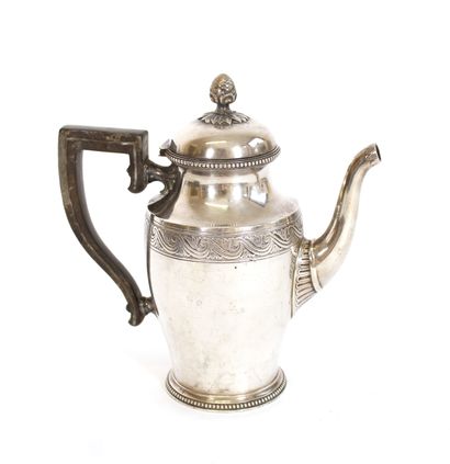 null House CHRISTOFLE
Neoclassical style silver plated metal coffee pot with polymer...