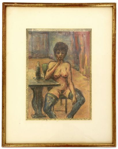 null Early 20th century school
Female Nude with Bottle, 1920
Watercolor with chalk...