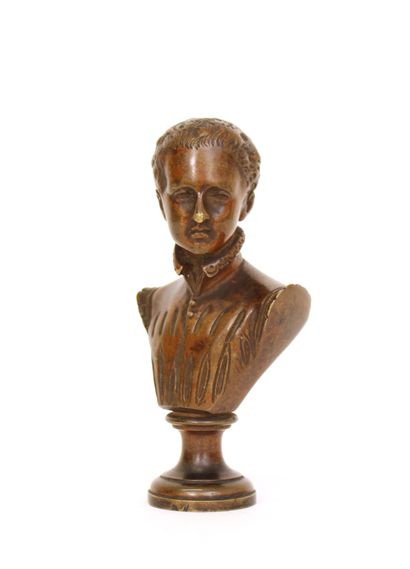 null Cachet en bronze à l'effigie d'Henri IV enfant chiffré "M A"
H. 10,5 cm