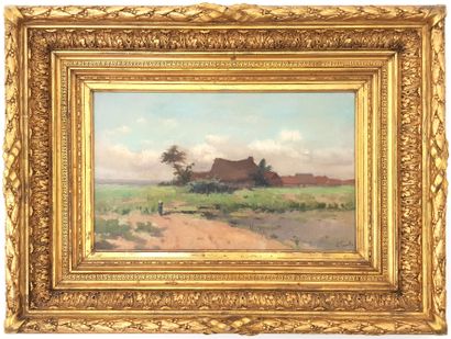 null Lucien FRANCK (1857-1920)
Paysage aux chaumières
Huile sur toile signée
32,5...