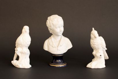 null After HOUDON, bust of a child in cookie
H. 19,5 cm
Two parakeets in cookie are...