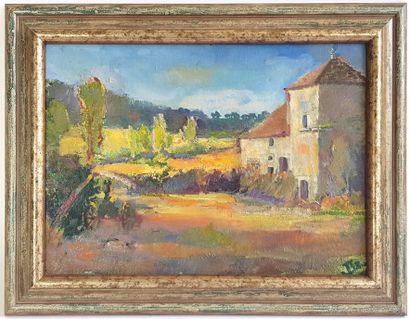 null Attributed to Louis ARNOUX (1913-2006)
The building 
Oil on panel
23,3 x 32,2...