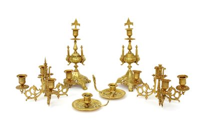 null Pair of candlesticks with transformation that can form a four-light ormolu calelabra...