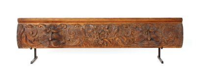 null Decorative element in wood carved in high relief with floral scrolls and grotesques
Probably...
