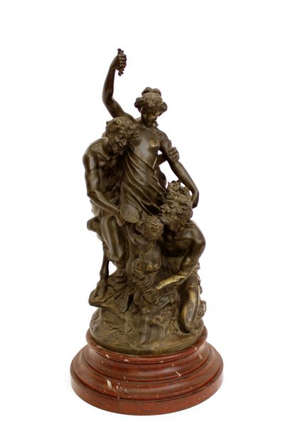 null After CLODION (1738-1814), Claude Michel called
Bacchanal, group in bronze with...