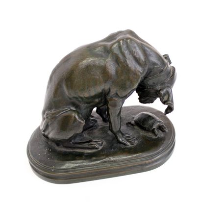null Alfred JACQUEMART (1824-1896)
Dog watching a turtle
Bronze with brown-green...