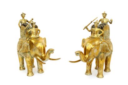 null INDOCHINA, first half of the 20th century
Pair of elephants surmounted by their...