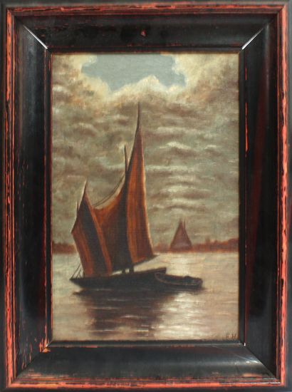 null School of the XXth century
The sailboats
Oil on canvas monogrammed F.H
33,2...