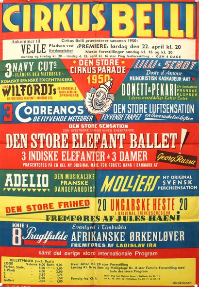 null POSTER ON THE CIRCUS, 1950
Poster of the CIRKUS BELLI for the parade of 1950,...