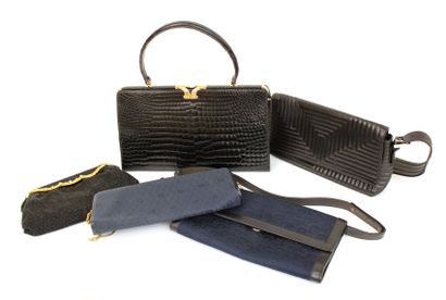 null Set of three handbags and two evening clutches various materials
L. between...