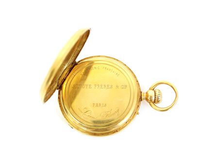 null Pocket watch in gold 18K (750 thousandths) of the artist Léon Fleury with enamelled...