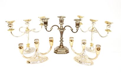 null Candelabra with two arms of light in silver plated metal with cut sides
H. 25...