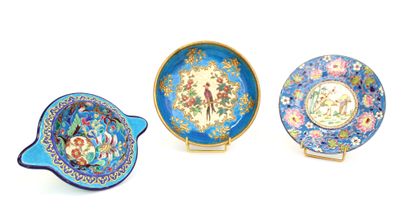 null LONGWY and LOUVIÈRE
Suite of three pieces in earthenware with polychrome enamels...