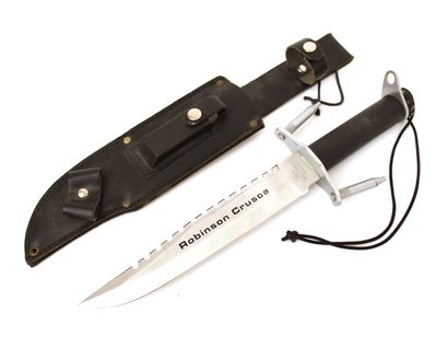 null Robinson Crusoe survival knife with compass in the pommel
With its belt sheath...
