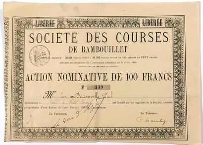 null Société des courses de Rambouillet
Titre d’Action nominative de 100 francs
Fin...