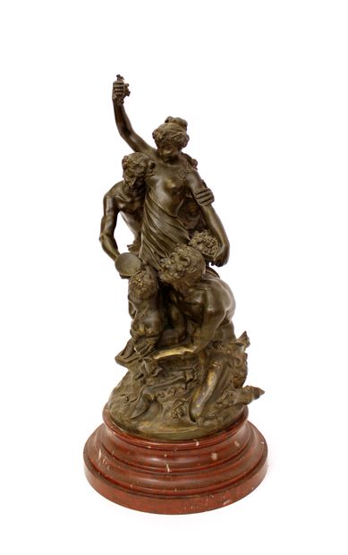 null After CLODION (1738-1814), Claude Michel called
Bacchanal, group in bronze with...