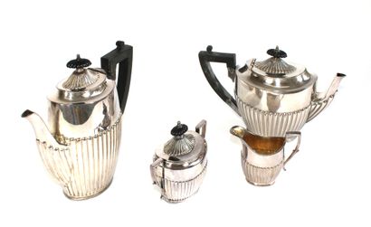 null Part of an English silver plated tea and coffee set with gadroon decoration...