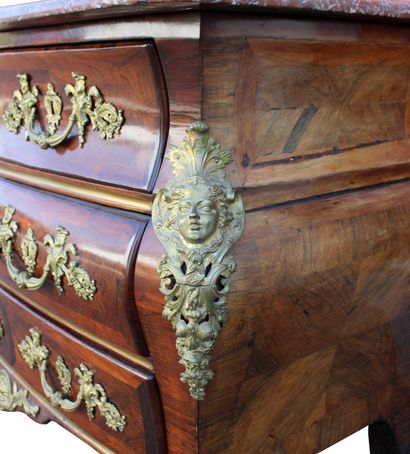 null Chest of drawers known as "tomb" inlaid with rosewood quartefoil in frames of...