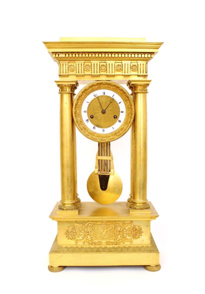 null Important architectural clock in chased and gilded bronze and chased copper...