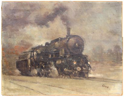 null Jaroslav RONEK (tchèque, 1892-1962)
Locomotive à vapeur
Huile sur toile signée
54...