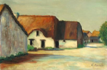 null G. GANICHE (School of the XXth century)
View of thatched cottages
Oil on canvas...
