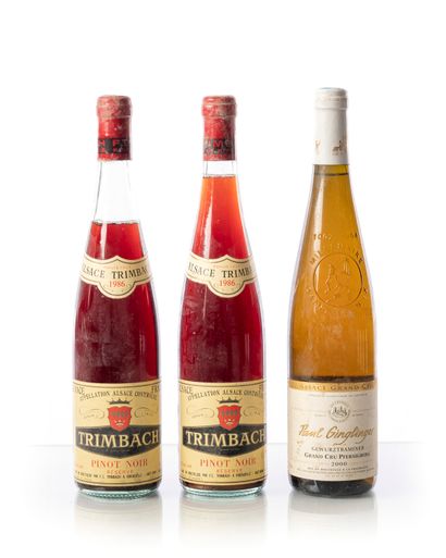 null 3 bouteilles de VINS D’ALSACE 
-	2 B. TRIMBACH Pinot Noir Réserve 1986 (1,2...