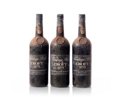 null 3 bouteilles (75 cl. – 20,6°) PORTO CROFT Vintage 
Année : 1975 (mise en bouteille...