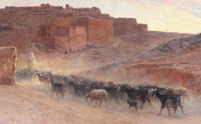 null Eugène GIRARDET (1853-1907)
The return of the shepherds at dusk
Oil on canvas...
