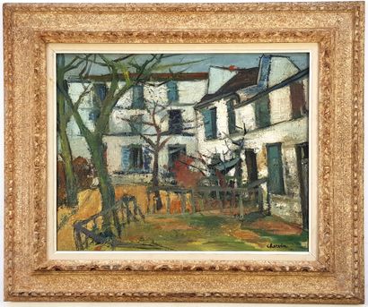 null Louis CHERVIN (1905-1969)
The garden of the Boulodrome in Montmartre
Oil on...