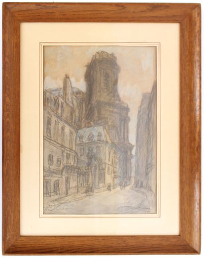 null Fernand Fortuné TRUFFAUD (1866-1955)
Rue Dufour - Saint-Eustache Tower, 1940
Charcoal...