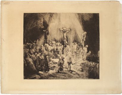null After REMBRANDT
Suite of three prints : 
- The Resurrection of Lazarus, burin...