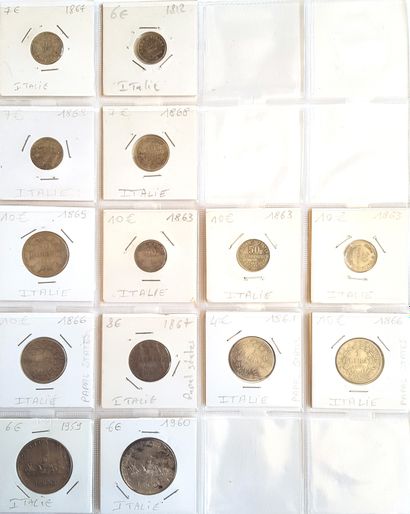 null Set of 22 Italian silver coins:
- 1 x 5 soldi Napoleon I 1812 (VG) 900‰
- 3...