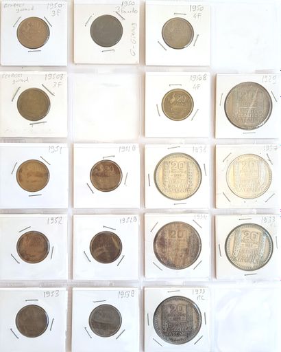 null Set of 89 French coins including 20 in silver:
- 1 x 5 fr Eiffel Tower 1989...