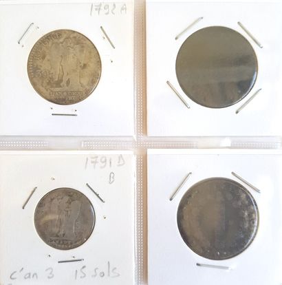 null Set of 22 coins including 6 in silver:
- 2 x 1/10 d'écu aux rameaux d'olivier...