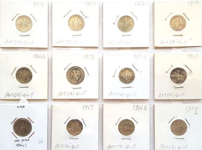 null Set of 38 silver coins 900‰ USA :
- 32 x 1 dime Roosvelt (1946 to 1964) (B to...