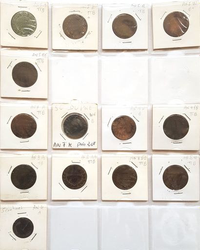 null Set of 14 French revolutionary period coins:
- 1 x 5 cts Dupré small module...
