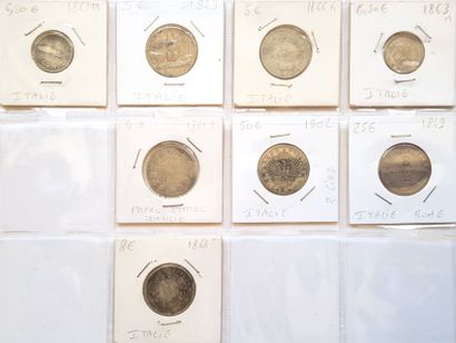 null Set of 22 Italian silver coins:
- 1 x 5 soldi Napoleon I 1812 (VG) 900‰
- 3...