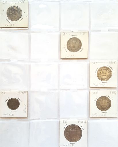 null Set of 79 silver coins 835‰ Switzerland :
- 40 x ½ fr Helvetia standing (1898...