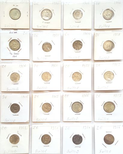 null Set of 79 silver coins 835‰ Switzerland :
- 40 x ½ fr Helvetia standing (1898...