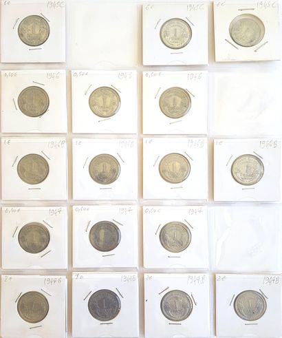 null Set of 206 French coins including 34 in silver:
- 28 x 1 fr Semeuse (1898 to...