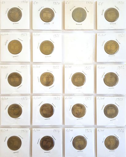 null Set of 206 French coins including 34 in silver:
- 28 x 1 fr Semeuse (1898 to...