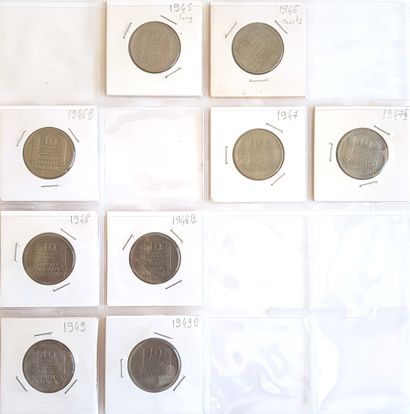 null Set of 89 French coins including 20 in silver:
- 1 x 5 fr Eiffel Tower 1989...