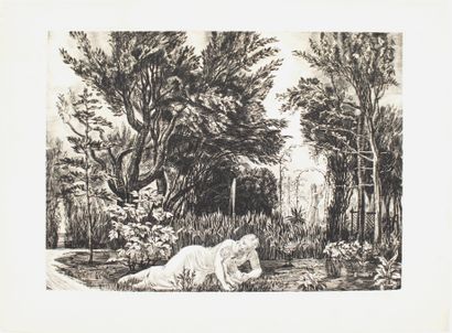 null Albert DECARIS (1901-1988)
Animated garden
Burin engraving, signed and numbered...